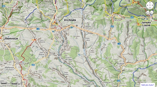 Současná mapa okolí Vrchlabí
