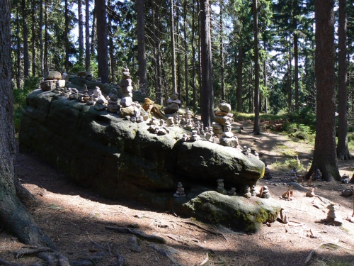 Les plný kamenných panáčků