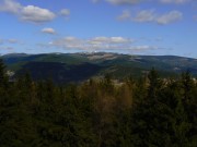 Výhled ze Žalého na centrální Krkonše - Velký Šišák, Planinu, Luční horu a Sněžku
